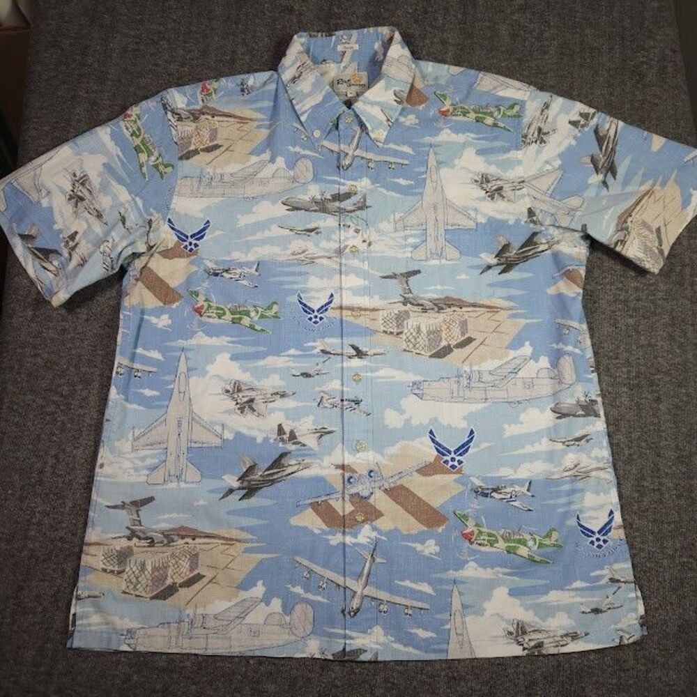Reyn Spooner Aloha Shirt Mens XL Short Sleeve US Air Force All Over Print Planes